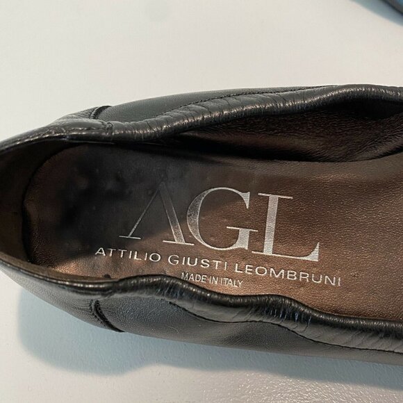 AGL Ballet Flats Shoes Black Buckle Cap Toe 39 - Picture 9 of 10